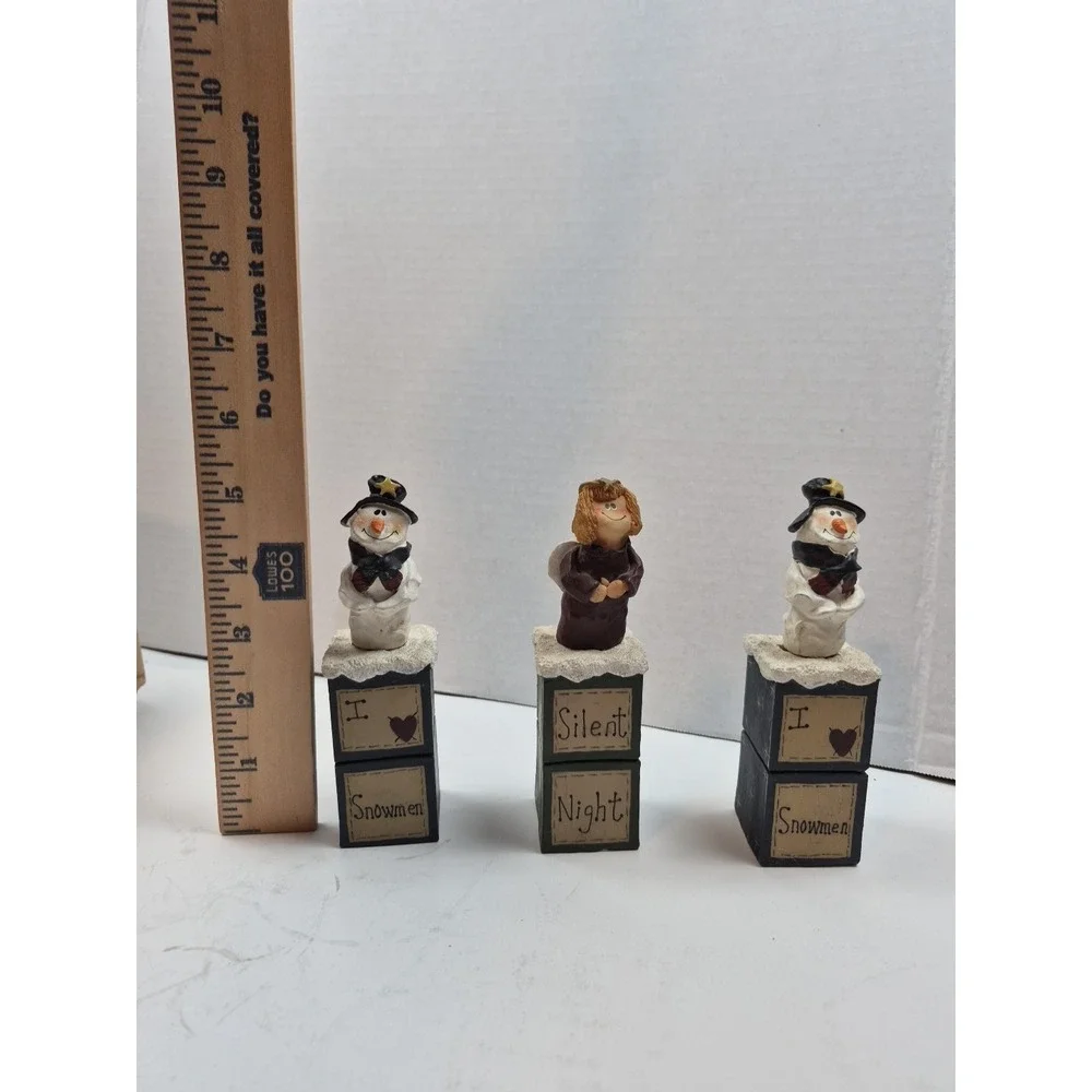 Vintage Christmas‎ Spreader Set Snowman Angel Resin Handle Stainless Steel 3pc